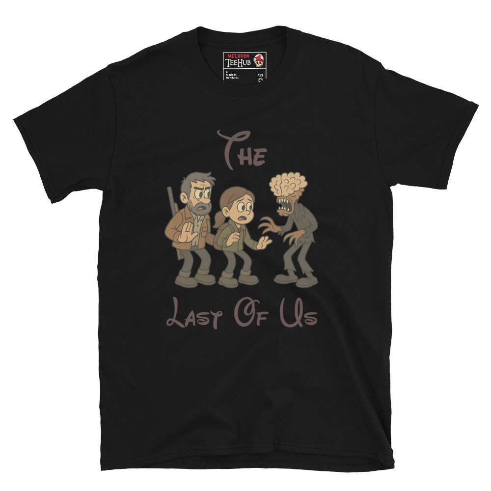 The Last of Us Rubber Hose Cartoon black T-Shirt – Joel, Ellie & Clicker Parody – McLaren T-Hub Exclusive