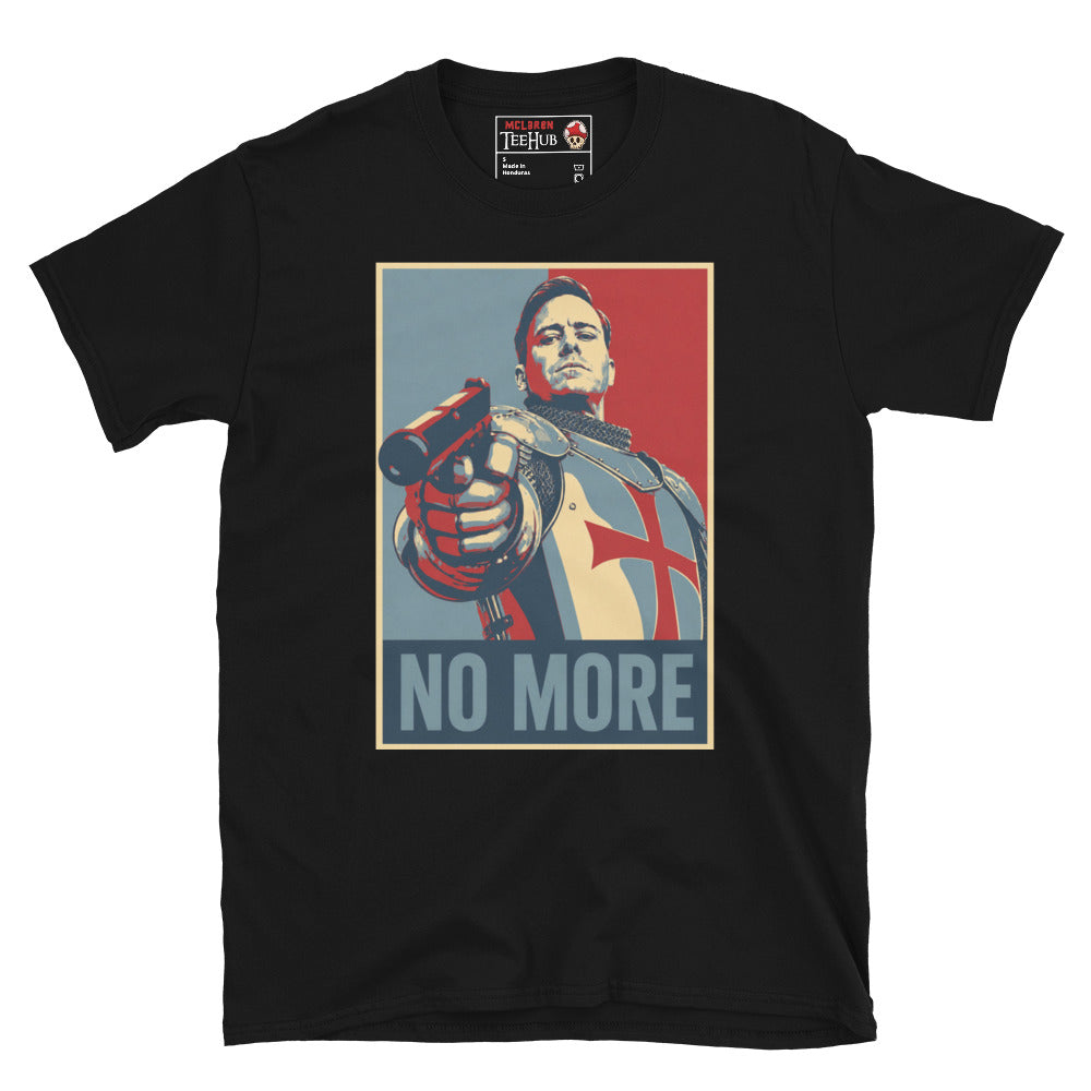 Black Citizen Vigilante No More T-Shirt with Hope poster style pop art graphic of Templar knight holding gun