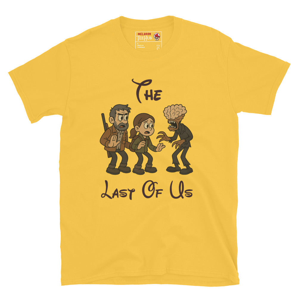 The Last of Us Rubber Hose Cartoon Daisy Yellow T-Shirt – Joel, Ellie & Clicker Parody – McLaren T-Hub Exclusive
