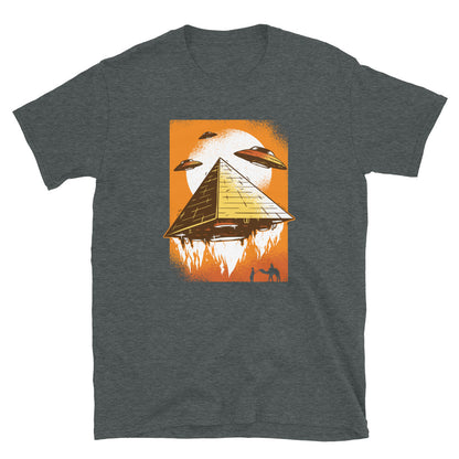 Pyramid UFO Unisex T-Shirt, UFO t-shirt, UFO Shirt, Pyramid t-shirt, Pyramid tee, ufo tee, Egyptian ufo t-shirt, Egyptian ufo tee,