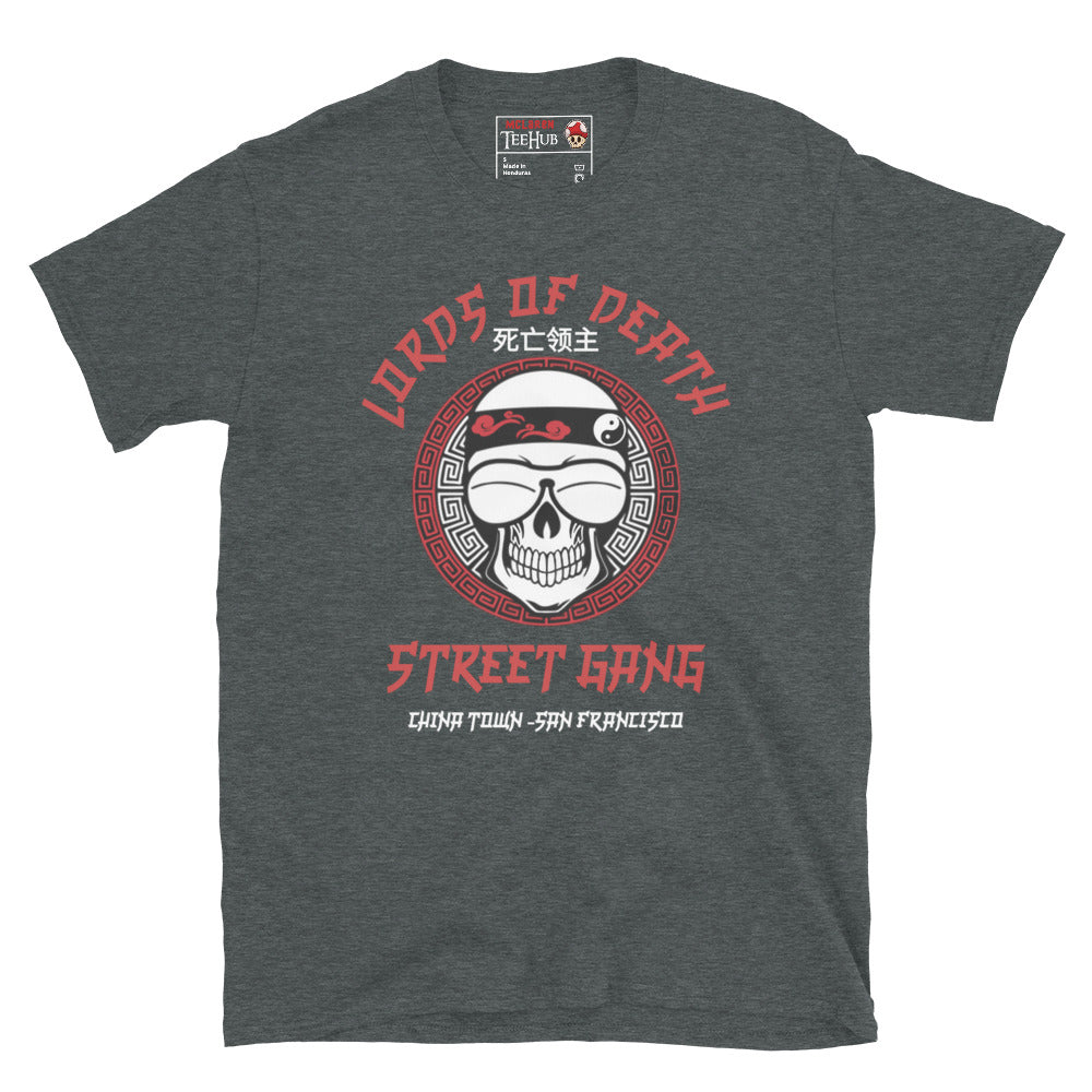 Lords of Death Street Gang Graphic T-Shirt from Big Trouble in Little China. Dark Heather 