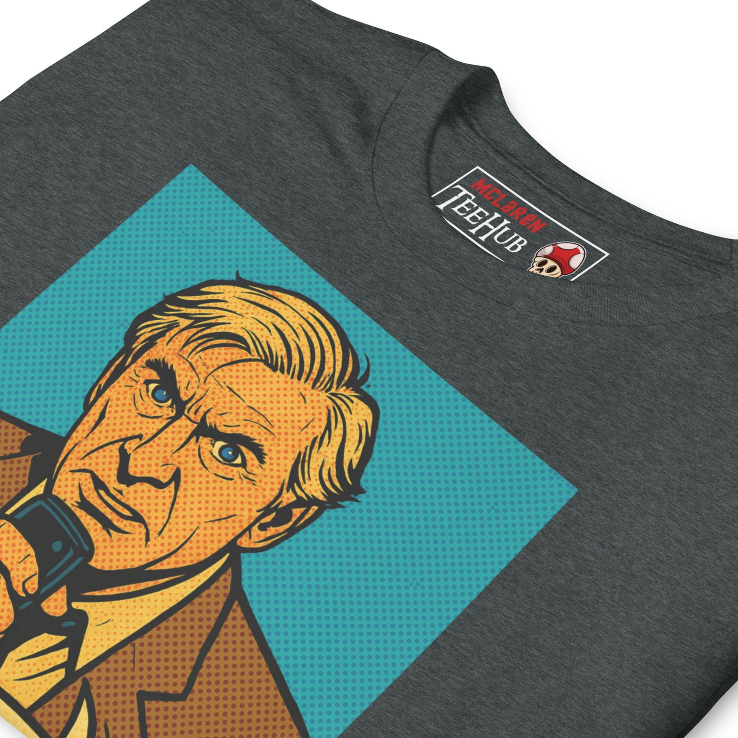 T-shirt featuring a comic-style illustration of Steve McCroskey from the movie 'Airplane!' with the quote 'Looks like I picked the wrong week to quit drinking.
