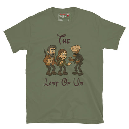 The Last of Us Rubber Hose Cartoon Military Green T-Shirt – Joel, Ellie & Clicker Parody – McLaren T-Hub Exclusive