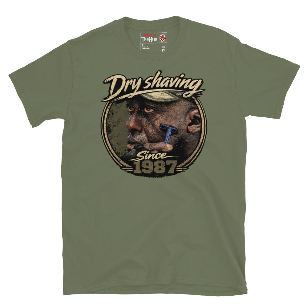 Military 1987 1987 Dry Shaving Since 1987 T-Shirt with distressed vintage portrait graphic of Mac