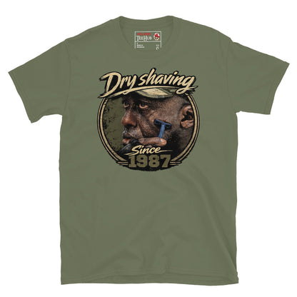 Military 1987 1987 Dry Shaving Since 1987 T-Shirt with distressed vintage portrait graphic of Mac