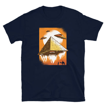 Pyramid UFO Unisex T-Shirt, UFO t-shirt, UFO Shirt, Pyramid t-shirt, Pyramid tee, ufo tee, Egyptian ufo t-shirt, Egyptian ufo tee,