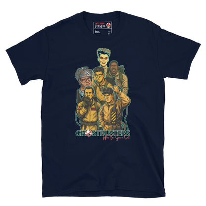 Ghostbusters "Who You Gonna Call?" Navy T-shirt with classic 80s movie characters design.