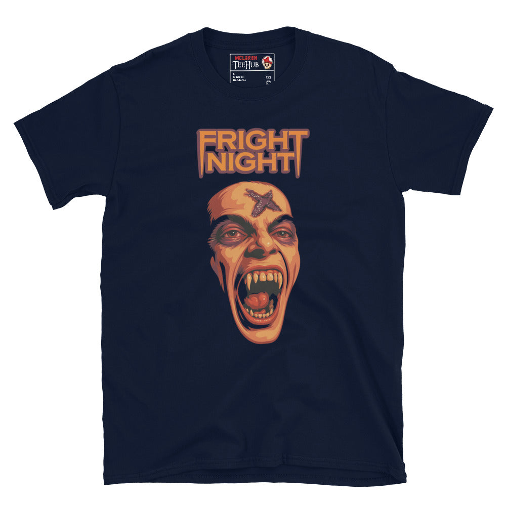 Navy Fright Night vampire T-shirt with fanged Ed monster graphic – McLaren T-Hub exclusive