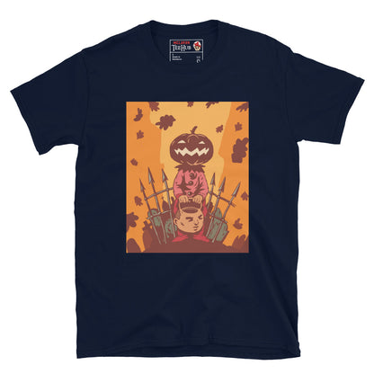 Pumpkin King Halloween T-Shirt in Navy – spooky pumpkin head character artwork – exclusive McLaren TeeHub design