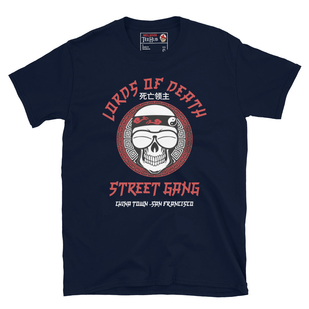 Lords of Death Street Gang Graphic T-Shirt from Big Trouble in Little China. Navy
