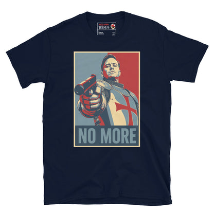 Navy Citizen Vigilante No More T-Shirt with Hope poster style pop art graphic of Templar knight holding gun