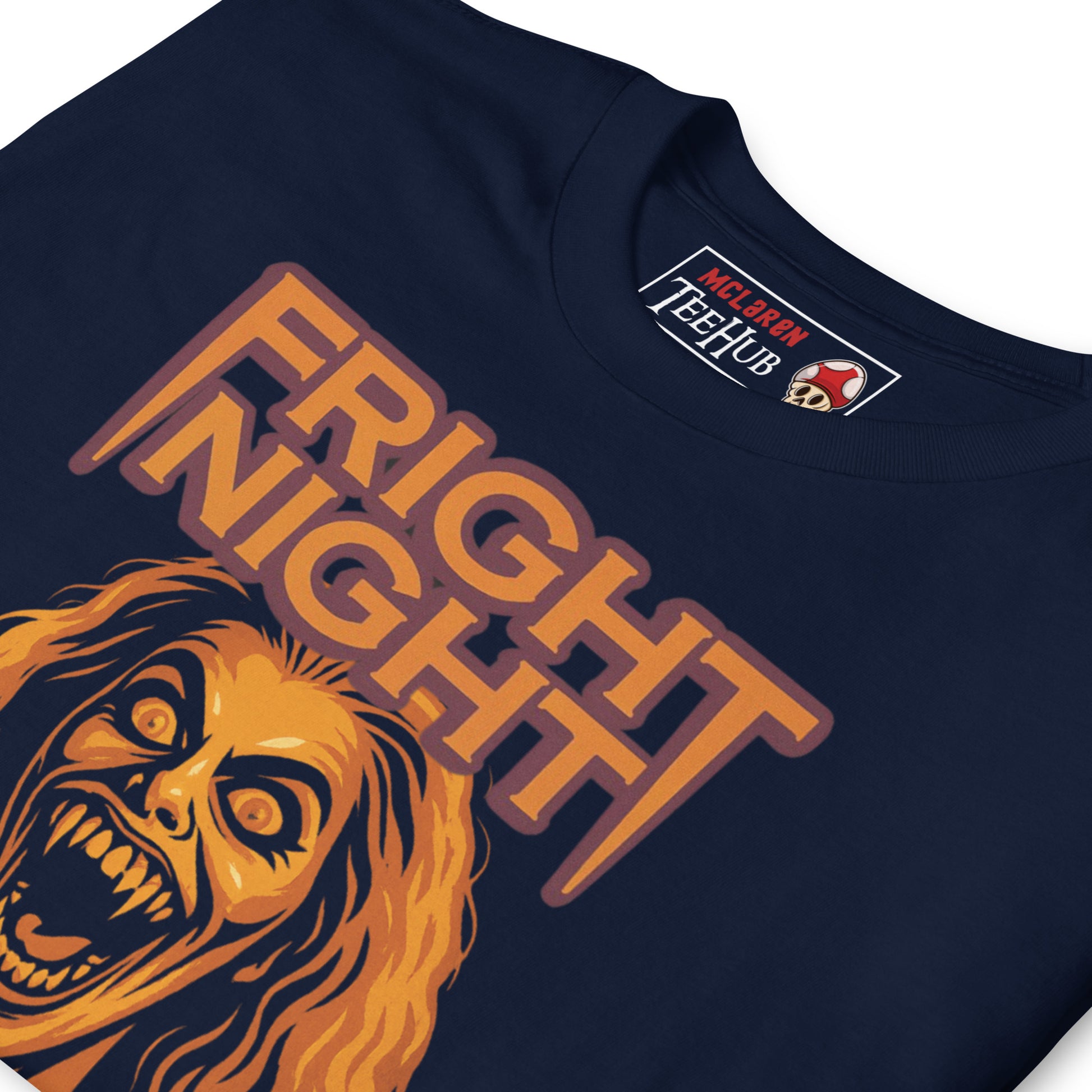 Navy cotton tee with retro vampire artwork from Fright Night (1985)