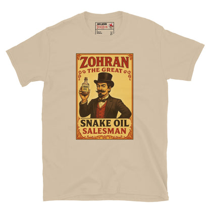 Zohran Snake Oil Salesman T-Shirt Sand