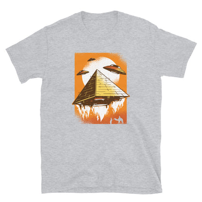 Pyramid UFO Unisex T-Shirt, UFO t-shirt, UFO Shirt, Pyramid t-shirt, Pyramid tee, ufo tee, Egyptian ufo t-shirt, Egyptian ufo tee,