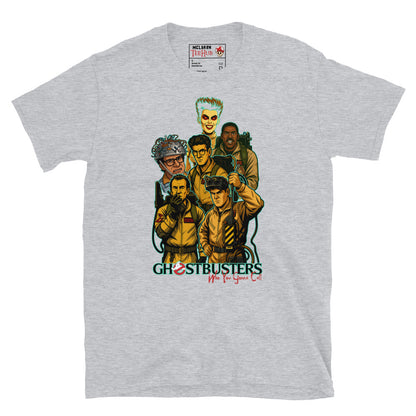 Ghostbusters "Who You Gonna Call?" Sport Grey T-shirt with classic 80s movie characters design.