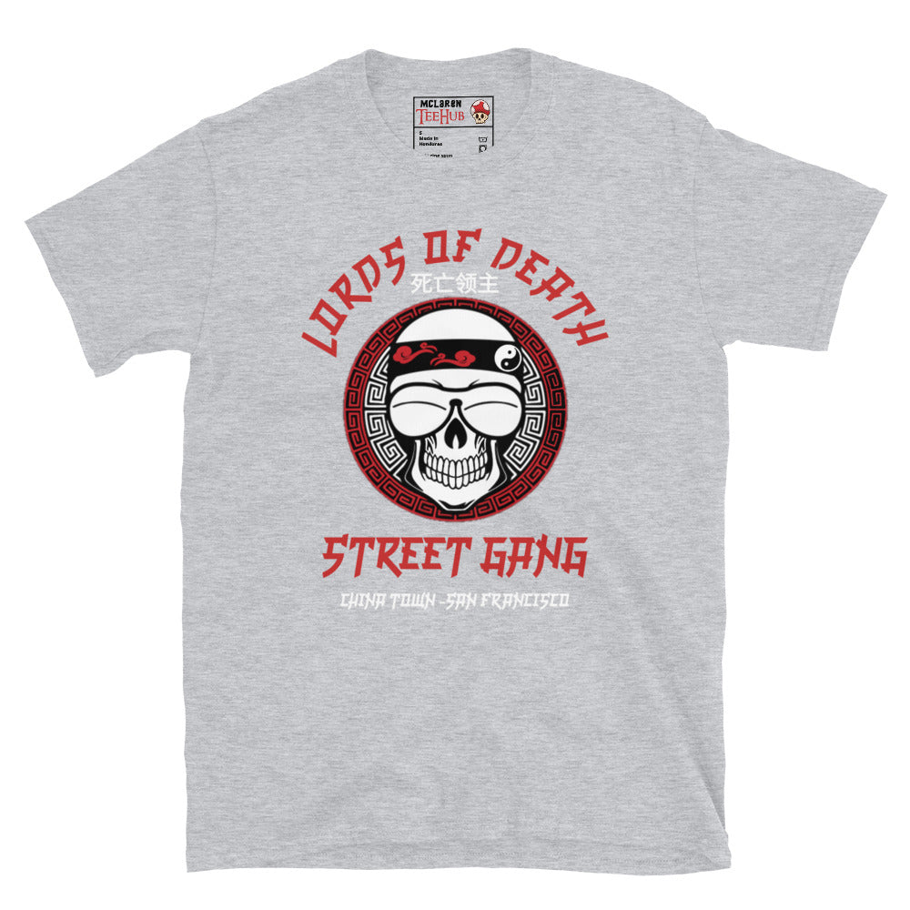 Lords of Death Street Gang Graphic T-Shirt from Big Trouble in Little China. Sport Grey