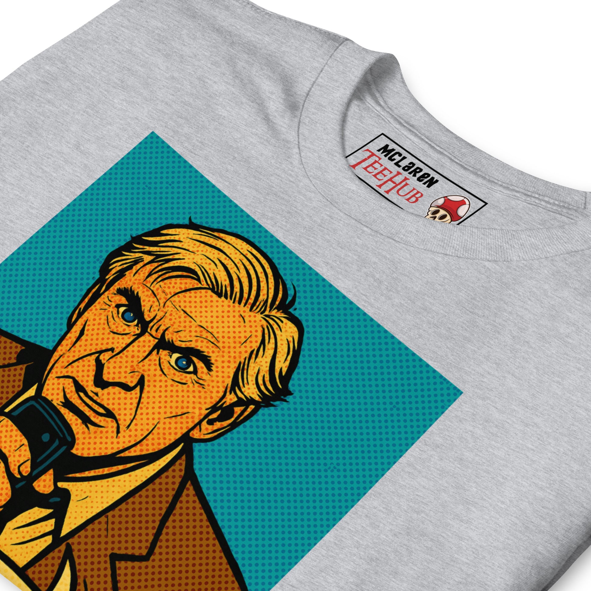 T-shirt featuring a comic-style illustration of Steve McCroskey from the movie 'Airplane!' with the quote 'Looks like I picked the wrong week to quit drinking.