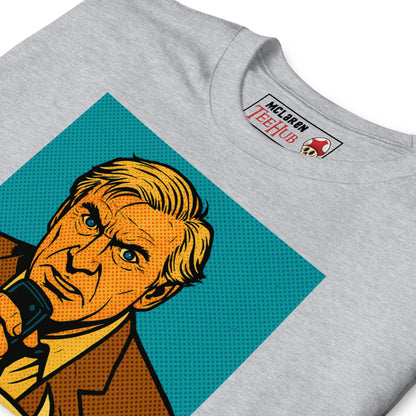 T-shirt featuring a comic-style illustration of Steve McCroskey from the movie 'Airplane!' with the quote 'Looks like I picked the wrong week to quit drinking.