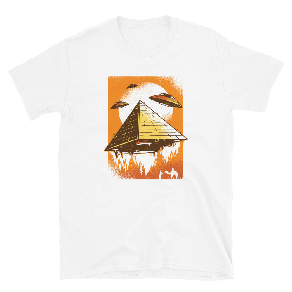 Pyramid UFO Unisex T-Shirt, UFO t-shirt, UFO Shirt, Pyramid t-shirt, Pyramid tee, ufo tee, Egyptian ufo t-shirt, Egyptian ufo tee,