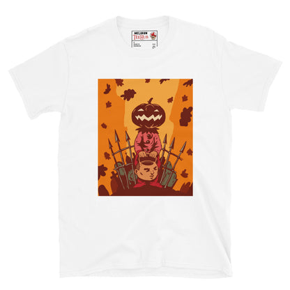 Pumpkin King Halloween T-Shirt in White – spooky pumpkin head character artwork – exclusive McLaren TeeHub design