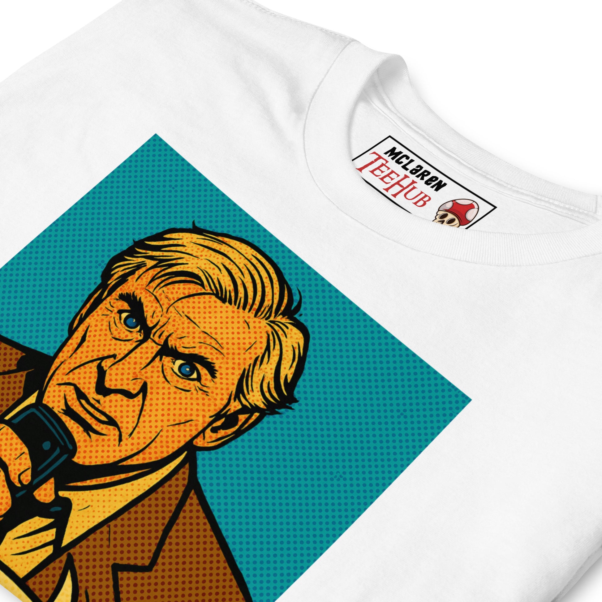 T-shirt featuring a comic-style illustration of Steve McCroskey from the movie 'Airplane!' with the quote 'Looks like I picked the wrong week to quit drinking.