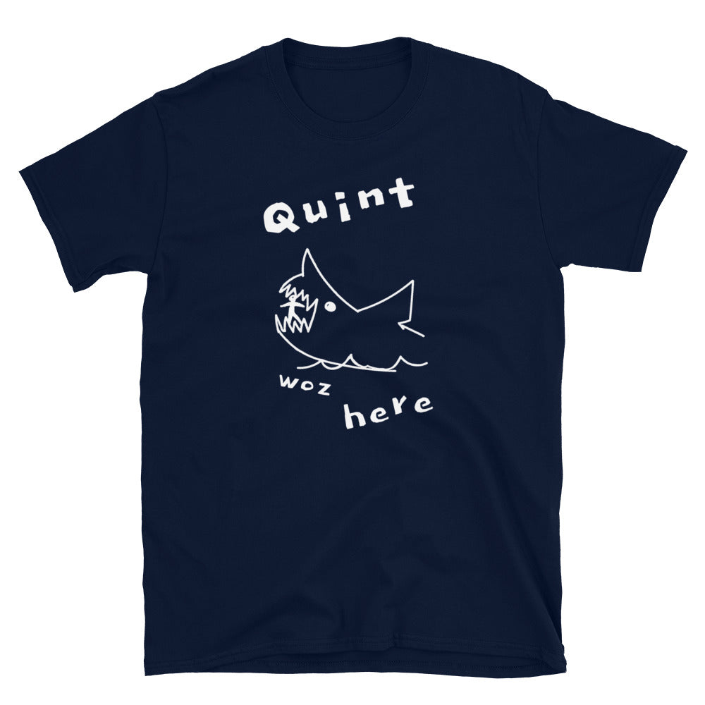 Graphic T-shirt featuring Quint’s blackboard drawing of the shark from the 1975 Jaws movie.