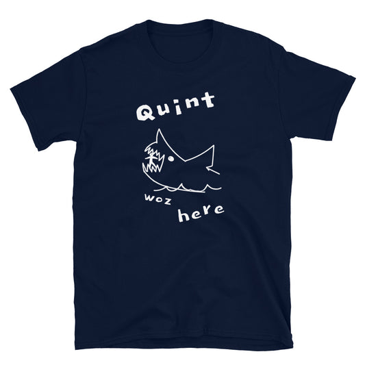 Graphic T-shirt featuring Quint’s blackboard drawing of the shark from the 1975 Jaws movie.
