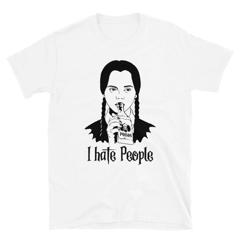 Wednesday Addams, I Hate People T-Shirt White