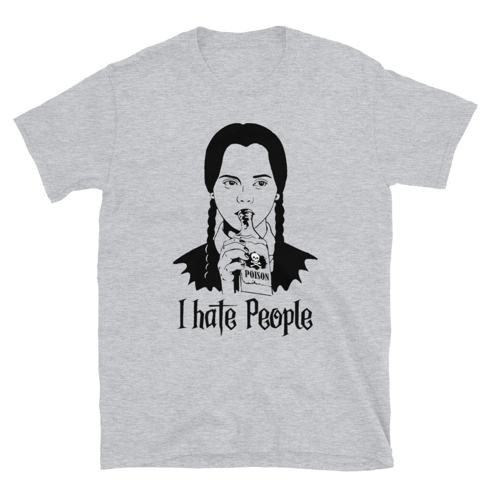 Wednesday Addams, I Hate People T-Shirt Sport Grey