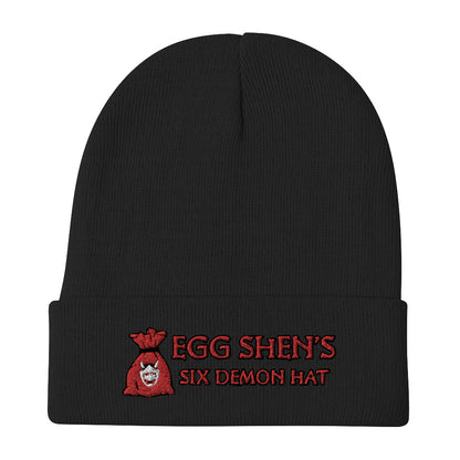 Egg Shens six demon hat Embroidered Beanie, six demon hat, six demon bag, big trouble in Little China, Beanie, wooly hat, Winter Hat, - McLaren Tee Hub 