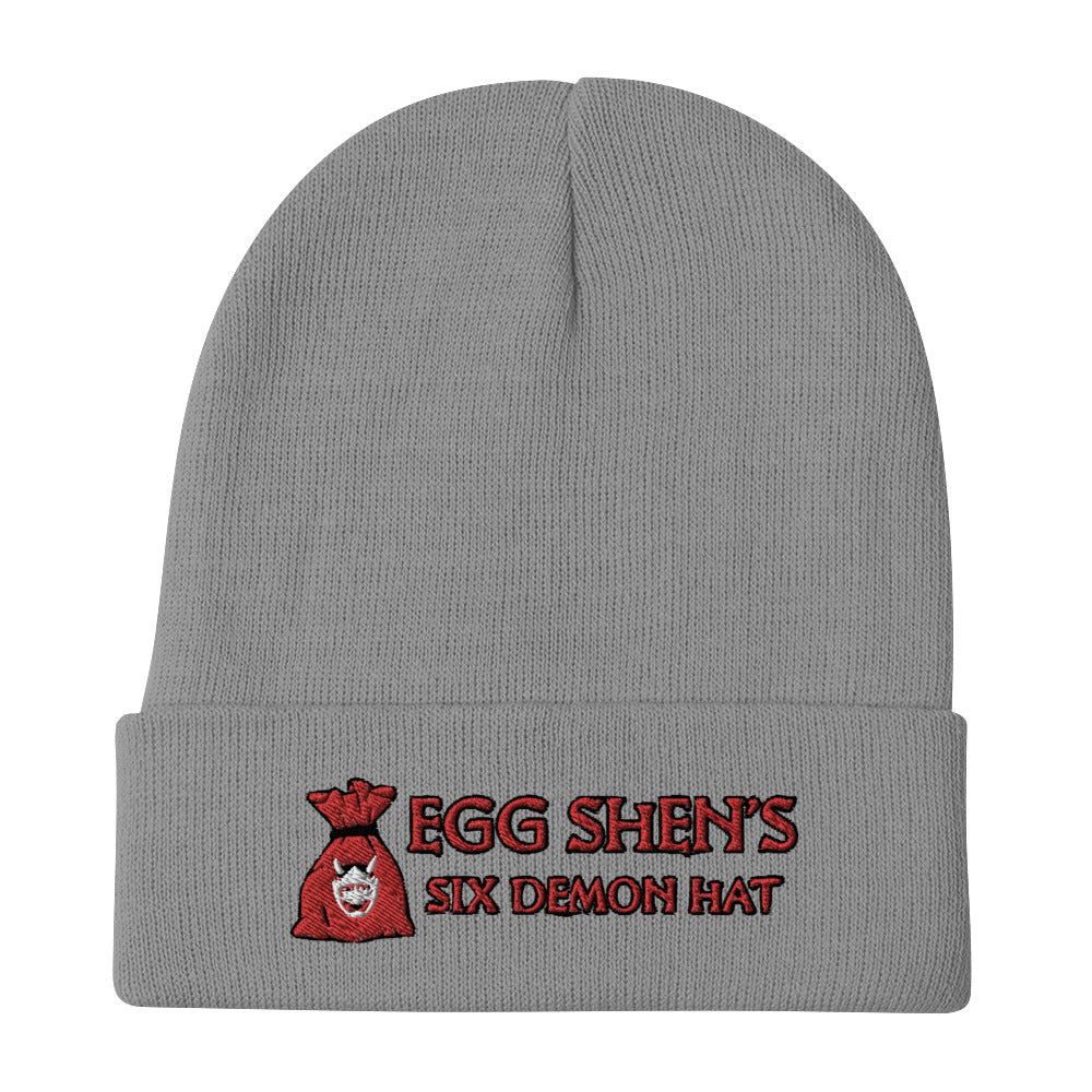 Egg Shens six demon hat Embroidered Beanie, six demon hat, six demon bag, big trouble in Little China, Beanie, wooly hat, Winter Hat, - McLaren Tee Hub 