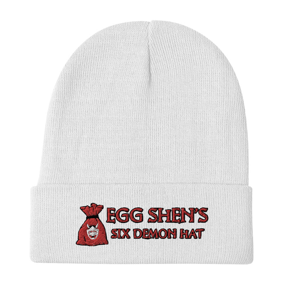 Egg Shens six demon hat Embroidered Beanie, six demon hat, six demon bag, big trouble in Little China, Beanie, wooly hat, Winter Hat, - McLaren Tee Hub 
