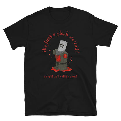 Black Knight style Unisex T-Shirt, t-shirt Black Knight style, money python style t-shirt, t-shirt monty python style, just a flesh wound - McLaren Tee Hub 