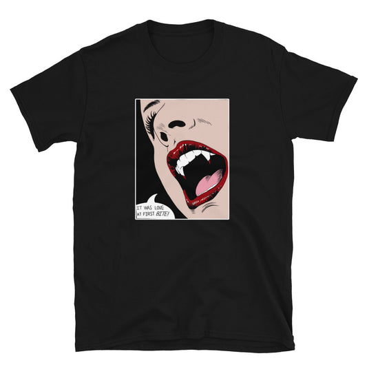 Vampire Unisex T-Shirt, T-shirt vampire, love at first bite, vampire style t-shirt, t-shirt vampire style, sexy vampire t-shirt, Horror tee, - McLaren Tee Hub 