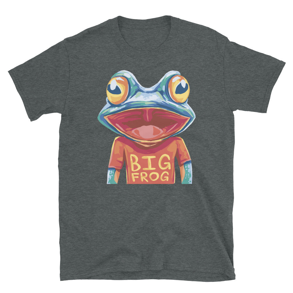 Big Frog Unisex T-Shirt, frog t-shirt, frog tshirt, pet frog, from graphic tshirt, t-shirt frog image, Fun tshirts, amphibian tshirt.