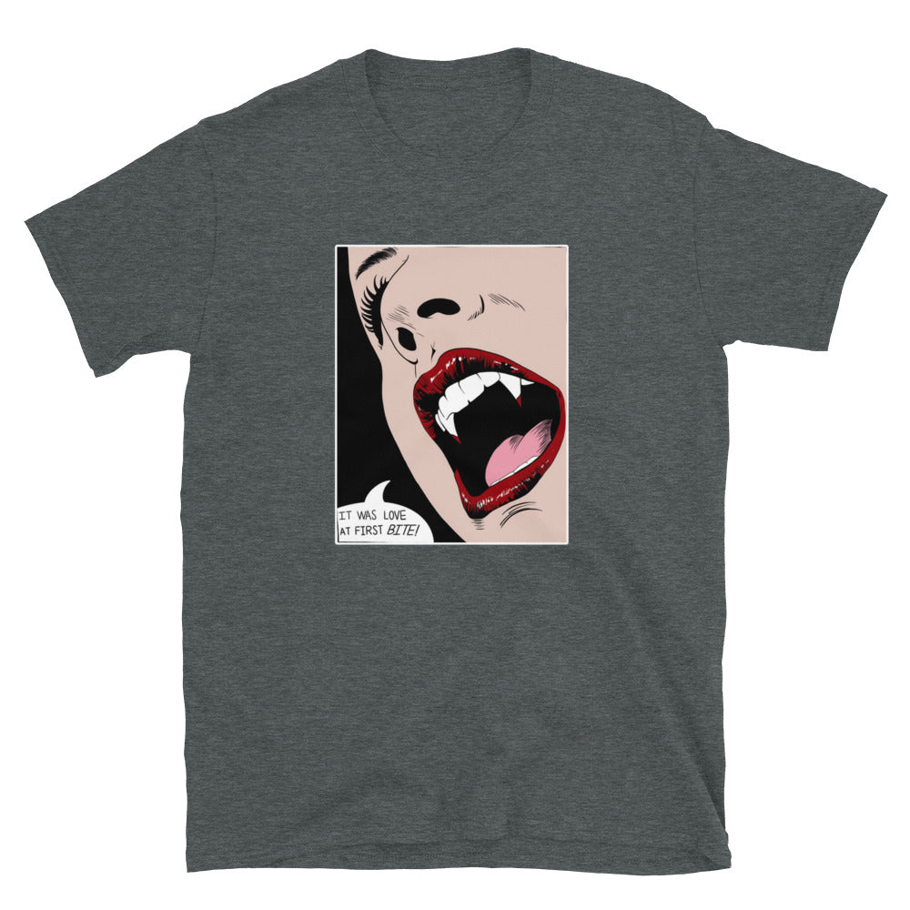 Vampire Unisex T-Shirt, T-shirt vampire, love at first bite, vampire style t-shirt, t-shirt vampire style, sexy vampire t-shirt, Horror tee, - McLaren Tee Hub 