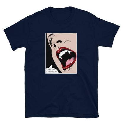 Vampire Unisex T-Shirt, T-shirt vampire, love at first bite, vampire style t-shirt, t-shirt vampire style, sexy vampire t-shirt, Horror tee, - McLaren Tee Hub 