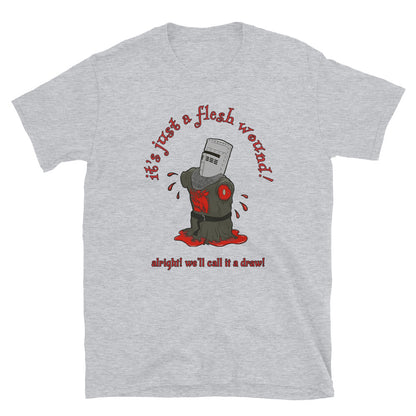 Black Knight style Unisex T-Shirt, t-shirt Black Knight style, money python style t-shirt, t-shirt monty python style, just a flesh wound - McLaren Tee Hub 