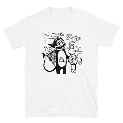 Party Devil Unisex T-Shirt, Funny tshirt, devil tshirt, t-shirt funny cartoon, bong devil tshirt, pizza devil tshirt, devil shirt, summer