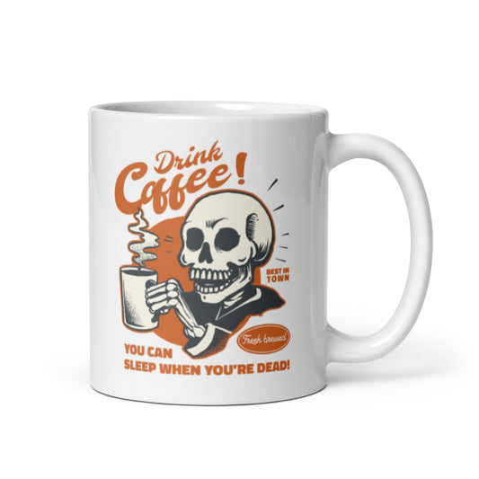 Coffee Skeleton White glossy mug, Mug coffee Skeleton, coffee lovers mug, Mug for coffee lovers, coffee mugs, mugs coffee, - McLaren Tee Hub 