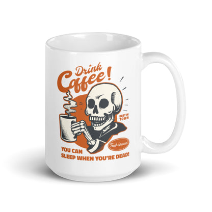 Coffee Skeleton White glossy mug, Mug coffee Skeleton, coffee lovers mug, Mug for coffee lovers, coffee mugs, mugs coffee, - McLaren Tee Hub 